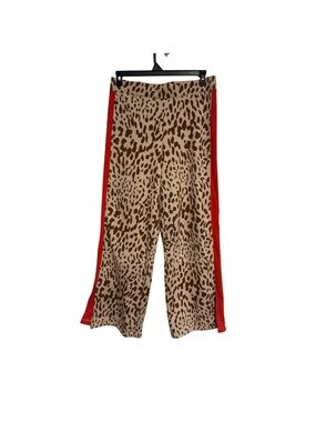 Grayson Threads Leopard Print Wide Leg Sweat Pants with Red Side Panels